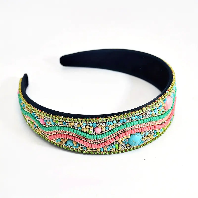 Serre-tête femme bohème chic perlé multicolore – Accessoire cheveux élégant et tendance