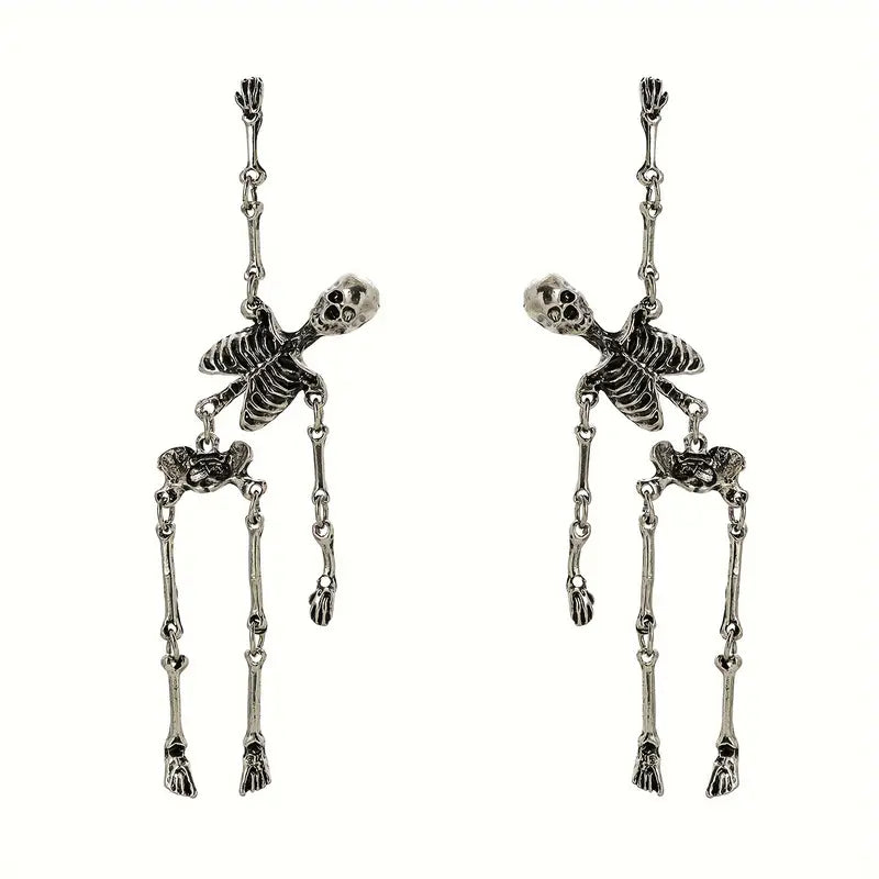 Boucles d’oreilles squelette articulé – Accessoire Halloween gothique tendance