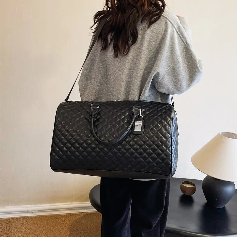 Sac de Voyage Cabine Noir Matelassé – Sac Week-End Élégant Grande Capacité avec Bandoulière Amovible