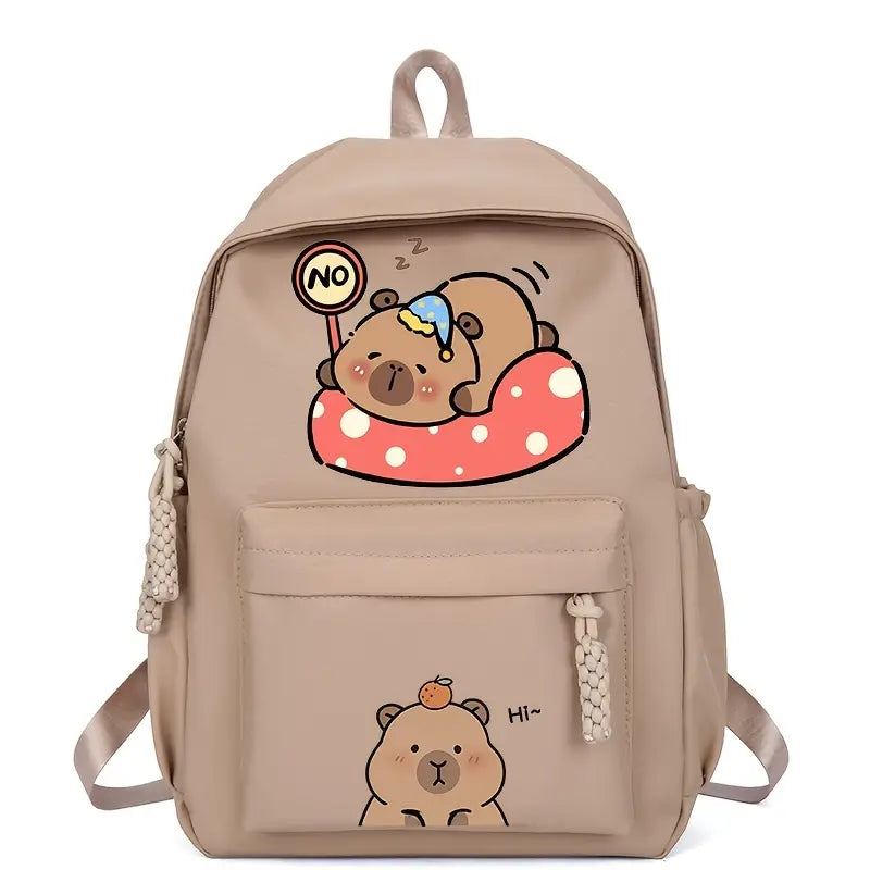 Sac à dos enfant garçon et fille motif capybara – Cartable scolaire mignon et spacieux