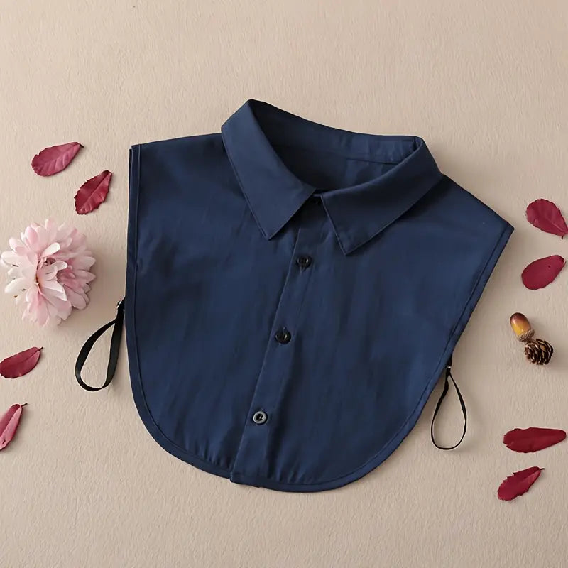 Faux col femme chemise classique – Col amovible élégant en coton, blanc, gris, bleu clair et marine