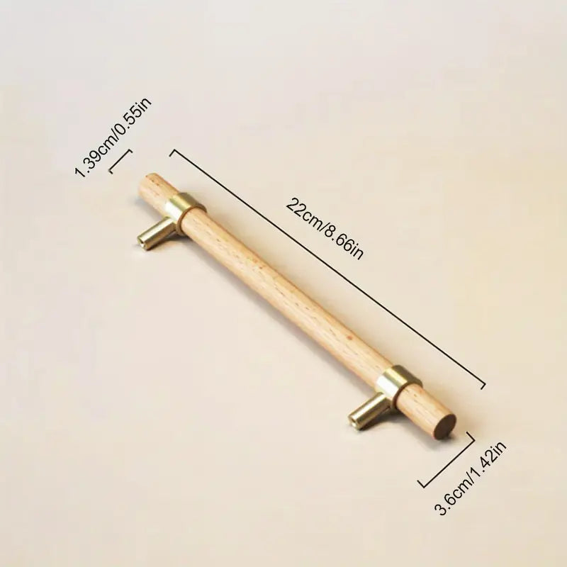 Poignée de Tirage en Bois et Métal 28 cm – Accessoire de Meuble et Porte pour Prise en Main Ergonomique