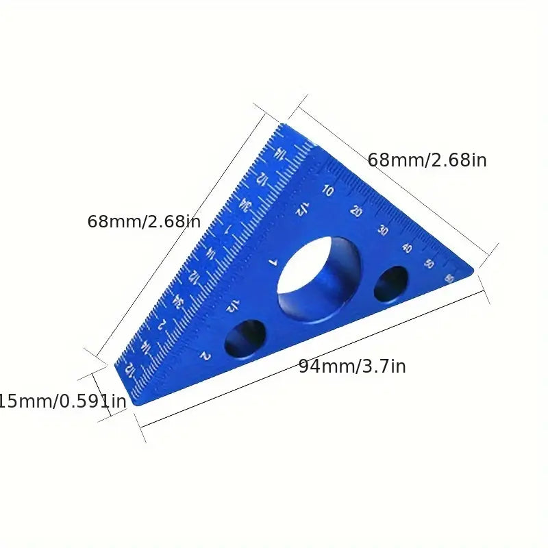 Équerre triangulaire en aluminium – Règle de précision 60 mm pour traçage et menuiserie
