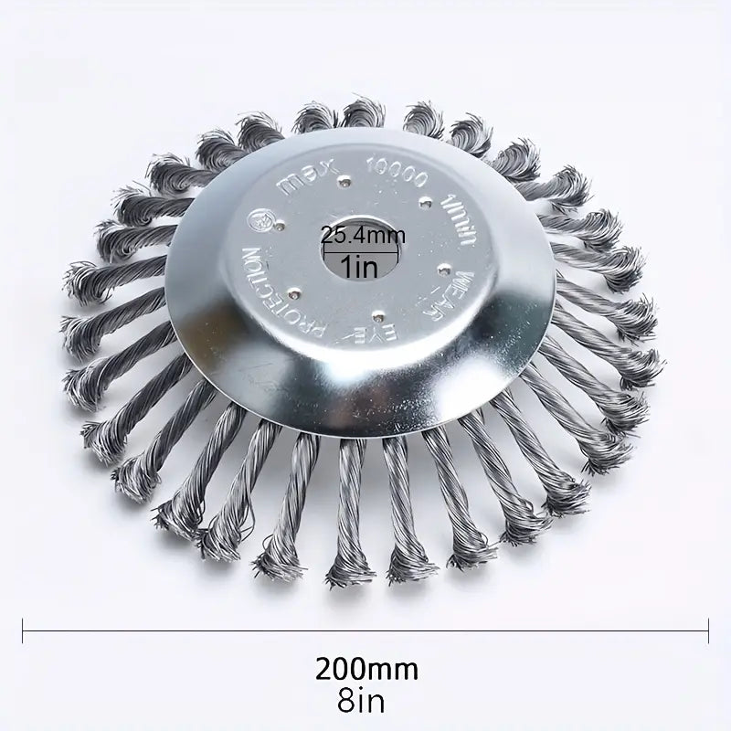 Brosse métallique désherbante pour débroussailleuse – Tête en acier torsadé anti-mousse pour allées et pavés