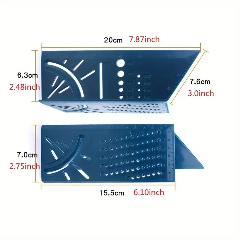 Équerre multifonction de menuisier – Gabarit de traçage précis pour angles, marquage et perçage du bois