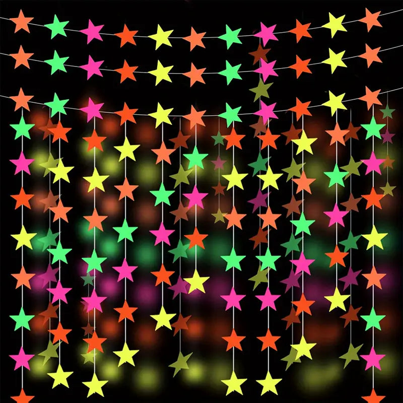Guirlande Étoiles Fluorescentes – Décoration Lumineuse pour Soirée, Anniversaire, Mariage et Fête Thème Disco