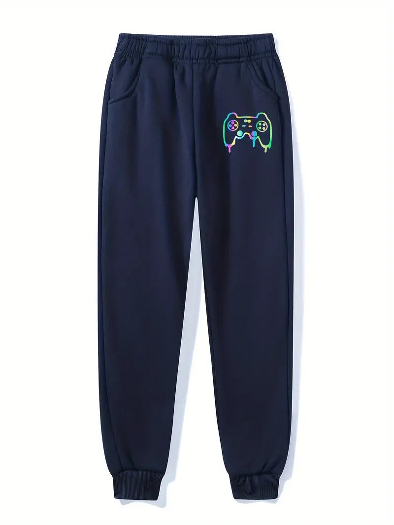 Pantalon Jogging Garçon avec Motif Manette de Jeu – Pantalons Enfant Confortables pour Fans de Gaming