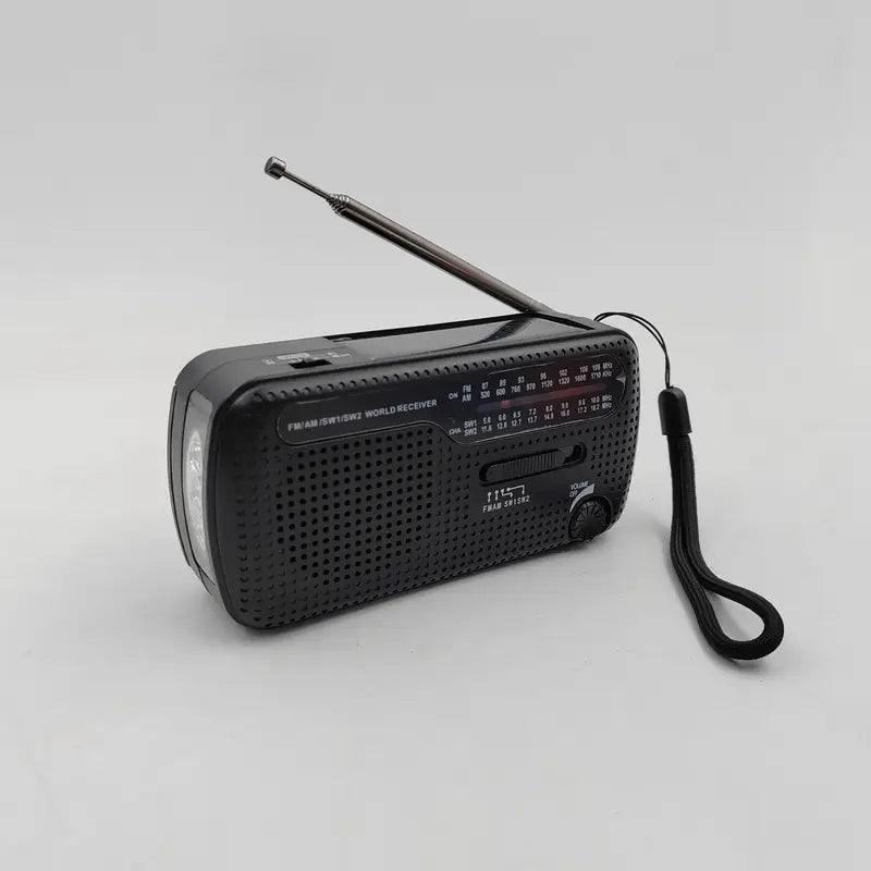 Radio Portable Multi-Bandes FM/AM/SW avec Lampe Torche et Panneau Solaire – Idéale Camping et Urgence