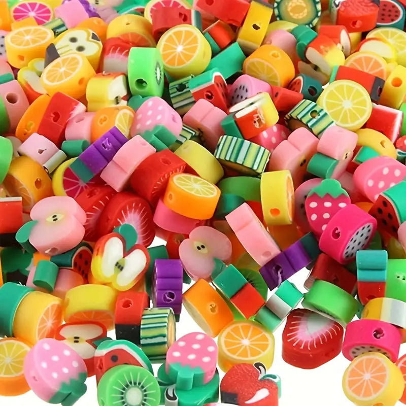 Perles Fruits en Fimo Colorées – Perles Fantaisie pour Bracelets, Colliers et Bijoux DIY