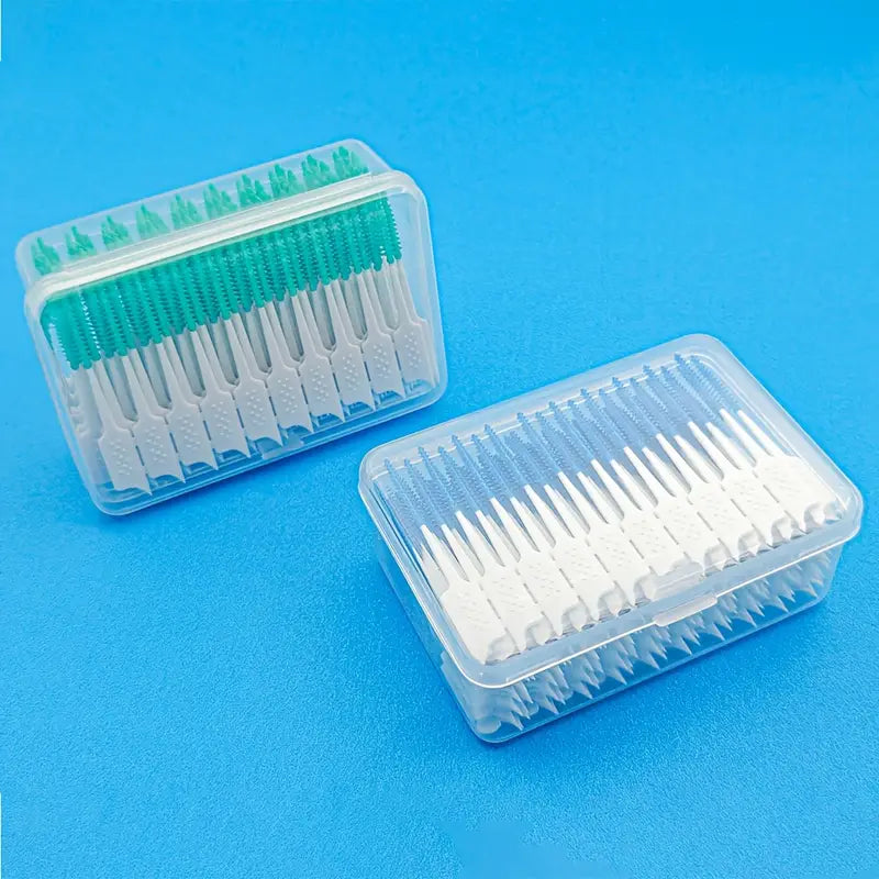 Brossettes Interdentaires en Boîte – Lot de 200 Nettoyeurs Dentaires Souples pour Hygiène Buccale et Espace Interdentaire
