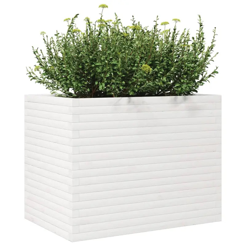 Grande jardinière rectangulaire blanche – Pot de fleurs moderne pour terrasse, balcon et jardin