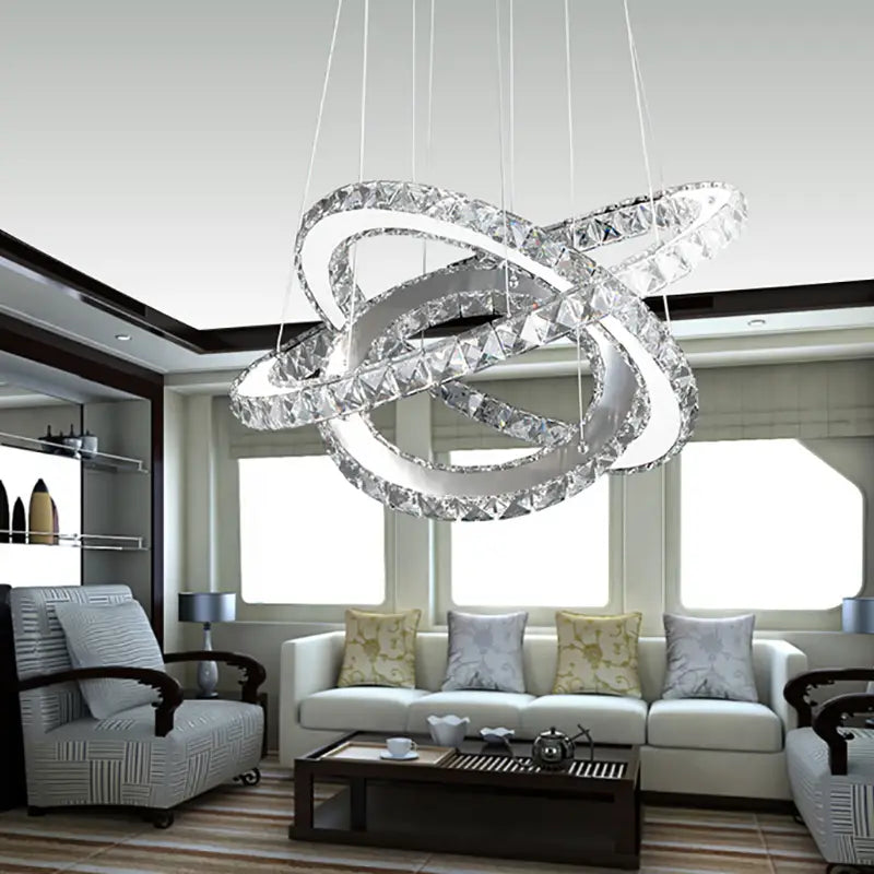 Lustre LED moderne à cristaux design  Suspension décorative haut de gamme pour salon et salle à manger