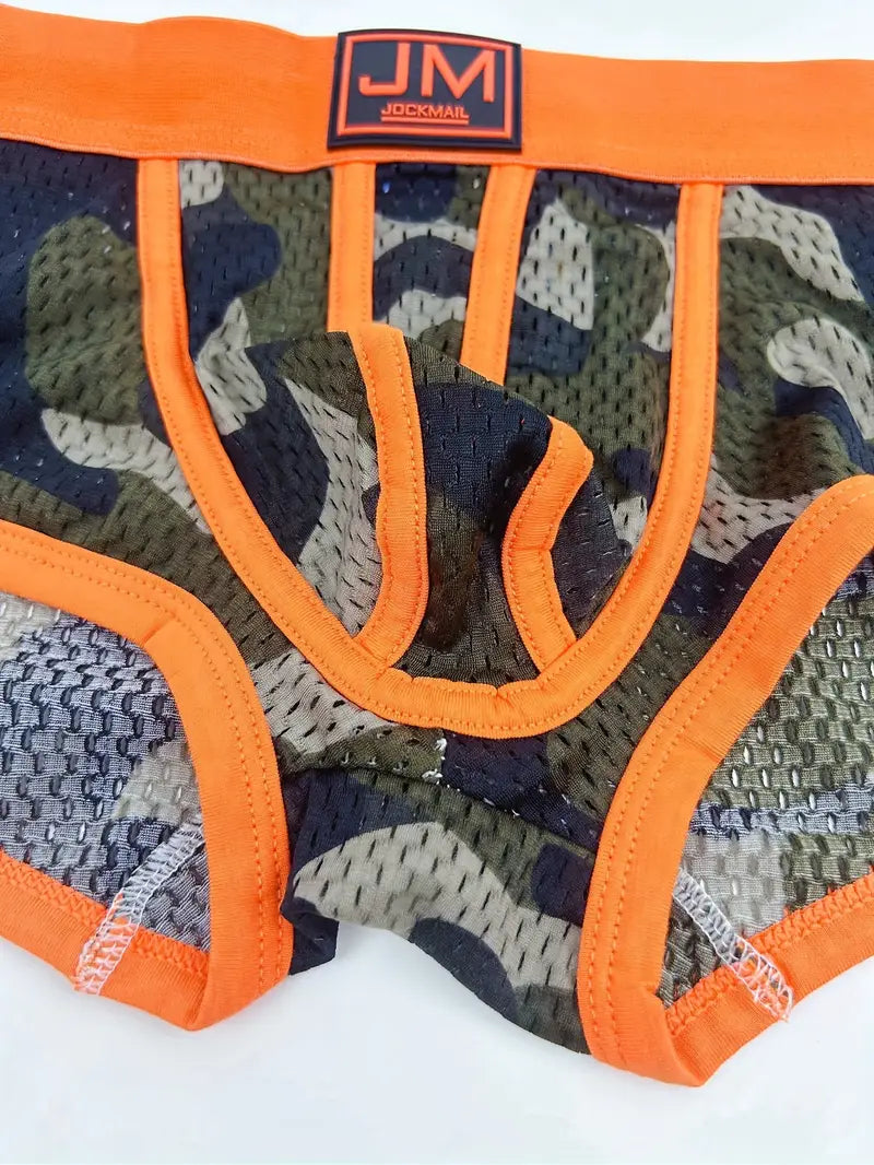Boxer sexy homme camouflage – Sous-vêtement moulant respirant avec ceinture tendance