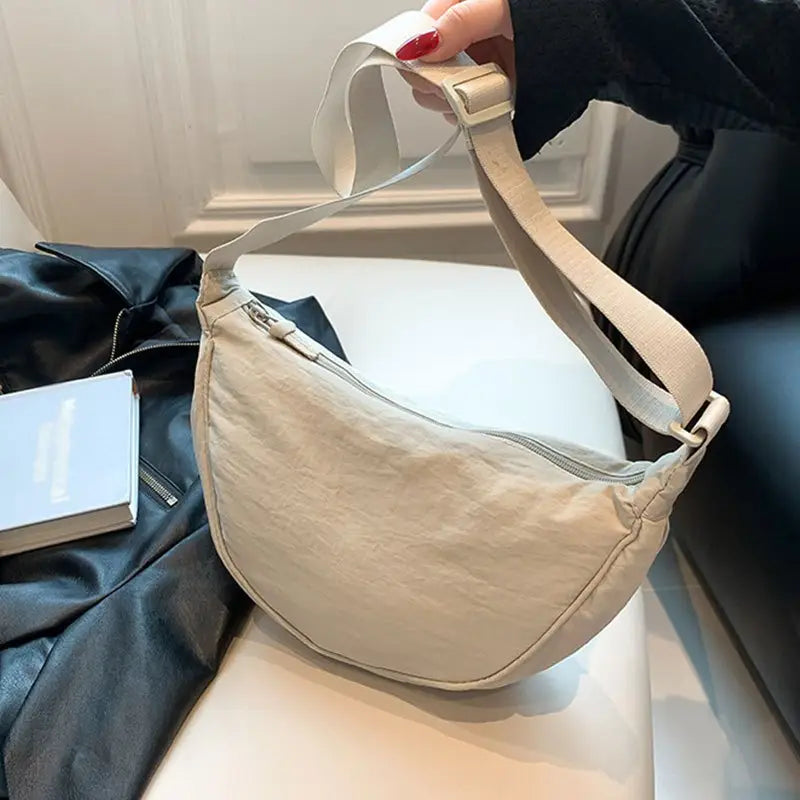 Lot de sacs à main femme Sac bandoulière demi-lune en toile, léger et tendance
