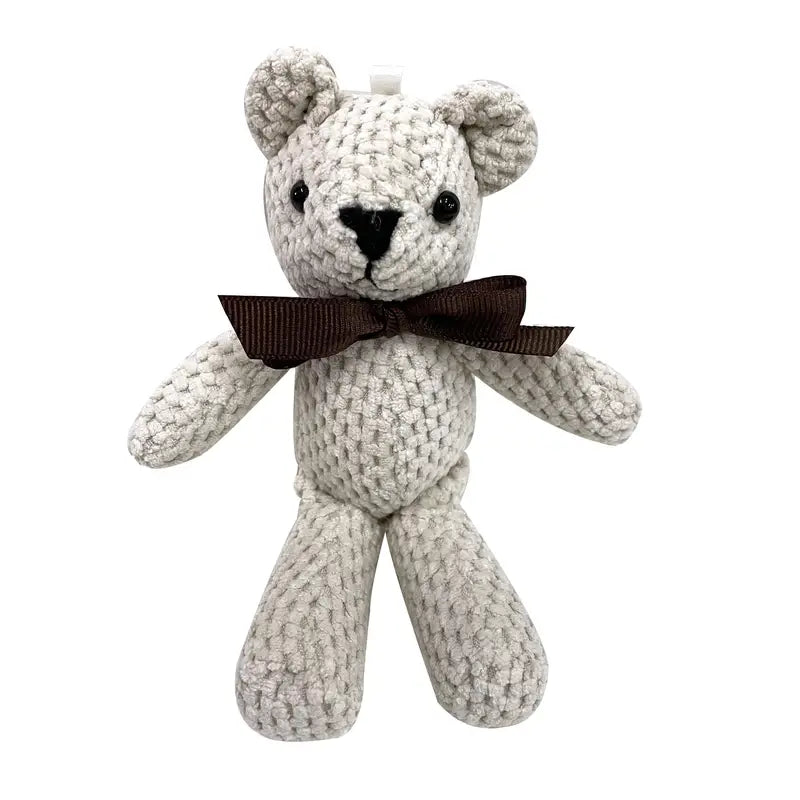 Peluche Ours Tricoté pour Petits Animaux – Jouet Doux et Apaisant avec Nœud Élégant