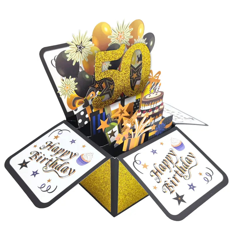 Carte Pop-Up Anniversaire 18 Ans – Boîte Surprise 3D avec Ballons et Gâteau | Idée Cadeau Originale