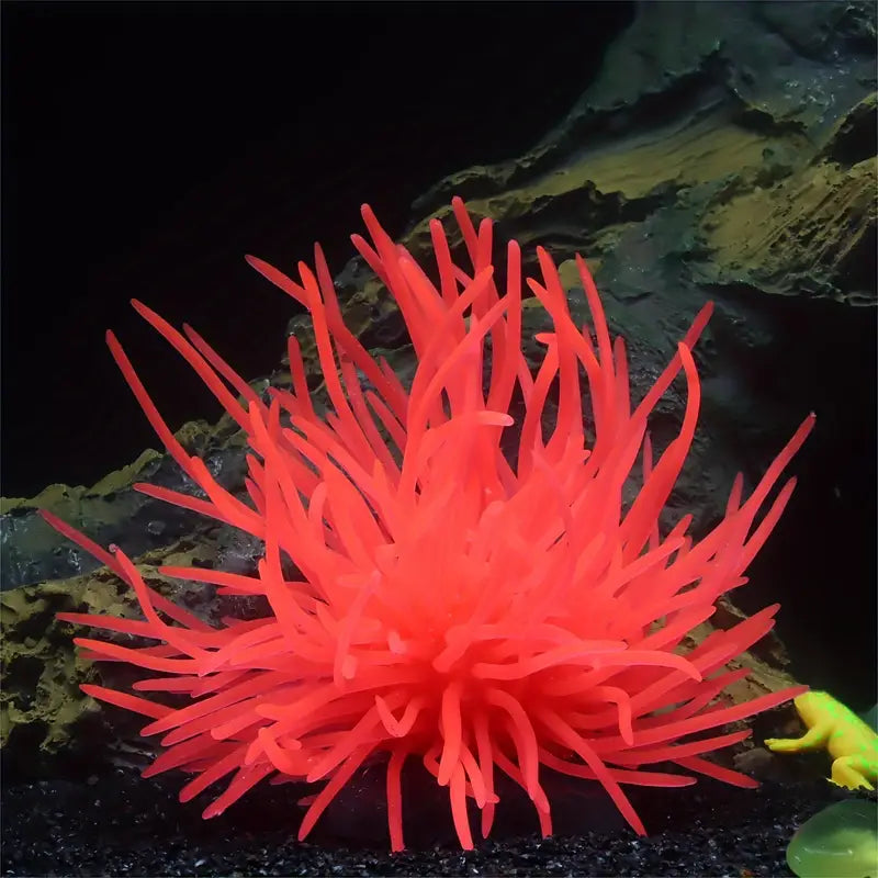 Plante Aquarium Fluorescente en Silicone – Anémone Artificielle Souple pour Décor Aquatique