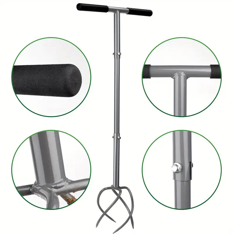 Cultivateur Manuel à Main en Acier – Outil de Jardinage Ergonomique pour Ameublir et Aérer le Sol