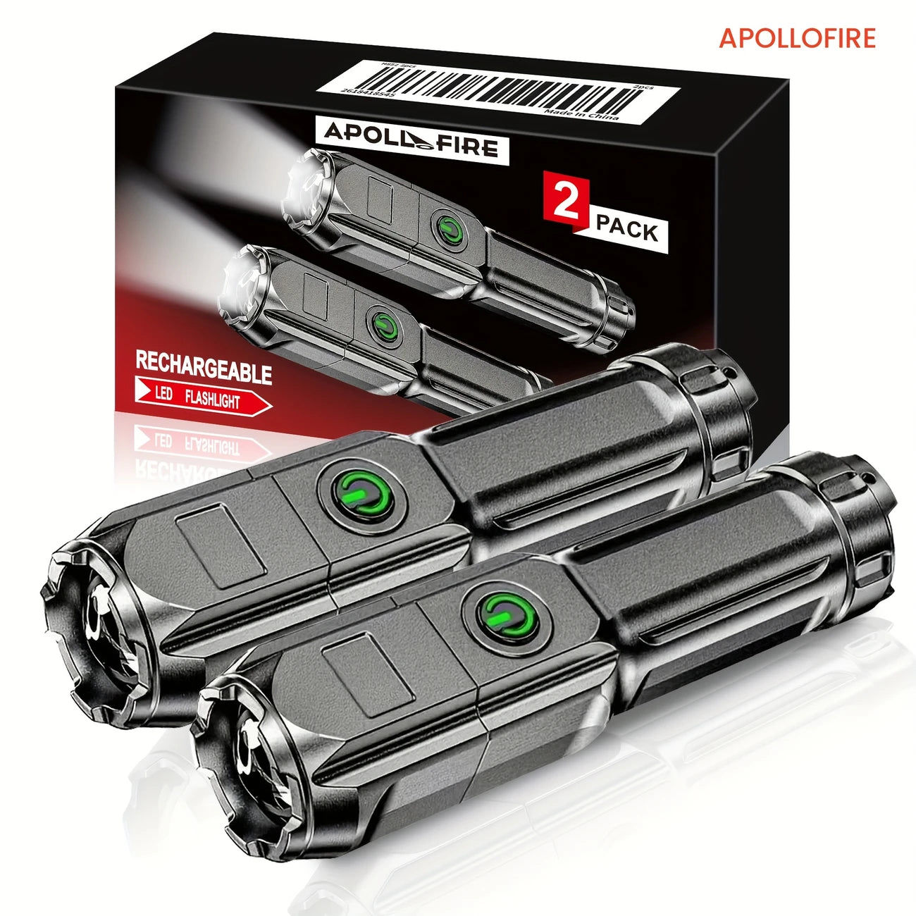 Lampes Torches LED Rechargeables Puissance Ultra-Lumineuse – Lampe de Poche Compacte avec Bouton ON/OFF Vert, Idéale Camping, Urgence & Maison