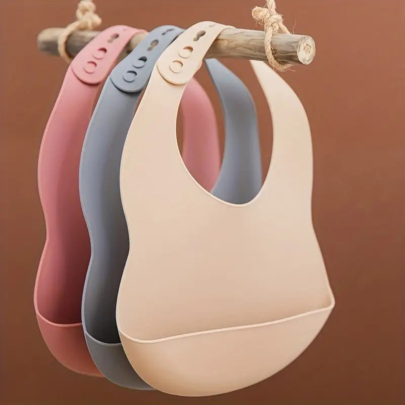 Bavoir Silicone Imperméable avec Récupérateur de Nourriture, Réglable et Facile à Nettoyer