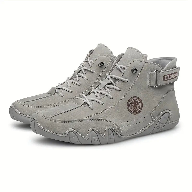 haussures montantes homme en cuir gris – Baskets de randonnée confort et plein air