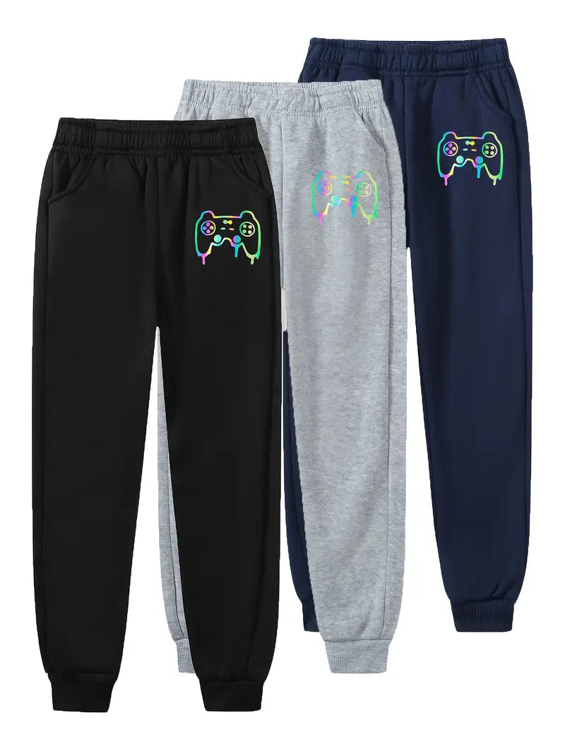 Pantalon Jogging Garçon avec Motif Manette de Jeu – Pantalons Enfant Confortables pour Fans de Gaming