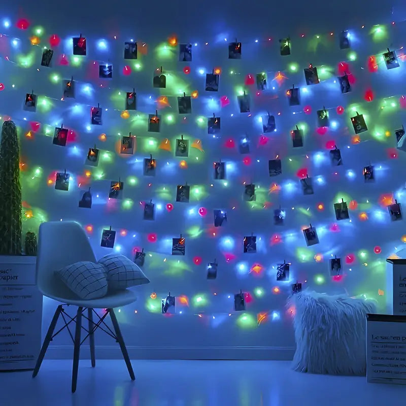 Guirlande Lumineuse LED avec Pinces – Éclairage Déco pour Photos, Mur et Chambre Ambiance Chaleureuse