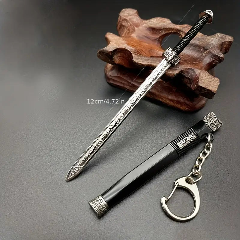 Porte-clés épée médiévale en métal – Breloque sabre antique élégante pour homme