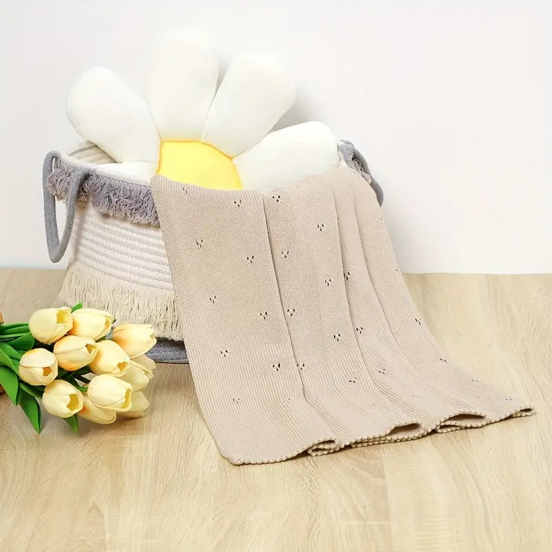 Couverture Tricot Bébé Douce – Plaid Respirant et Confortable pour Chambre Bébé et Nouveau-né