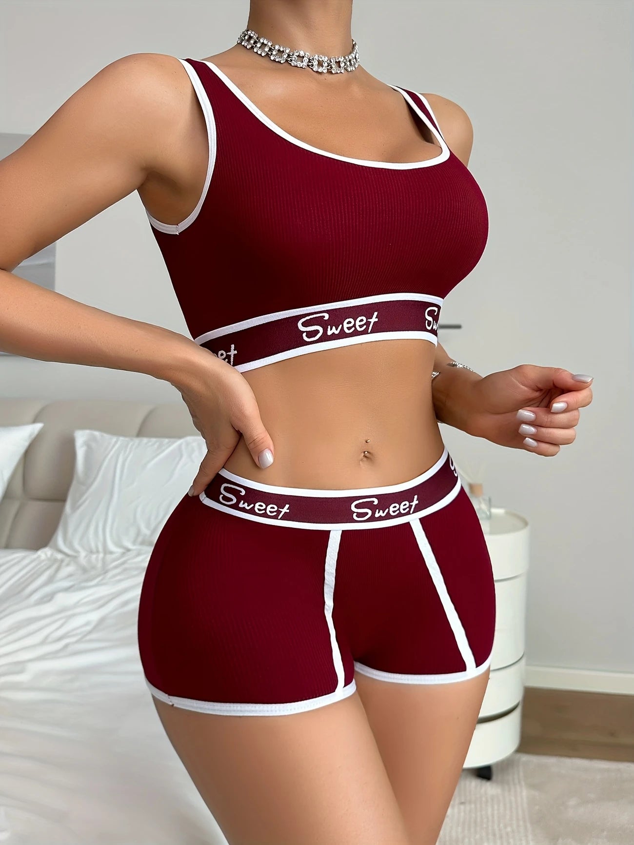 Ensemble Lingerie Femme Sport & Détente – Brassière et Shorty Confortables Style “Sweet