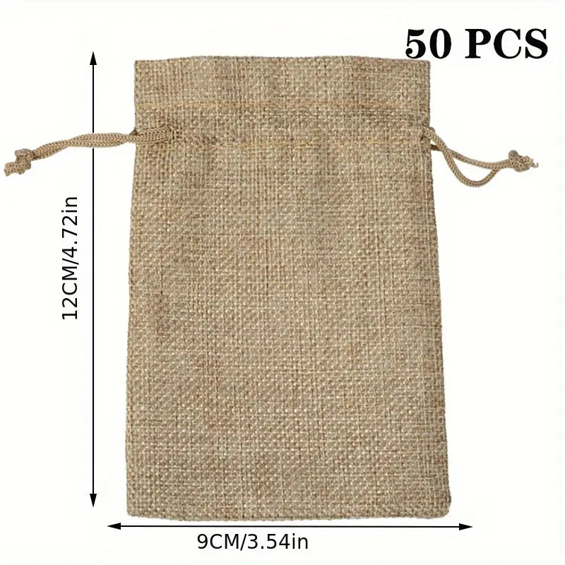 Sacs en Jute avec Cordon de Serrage – Pochettes Naturelles Réutilisables pour Emballage Cadeaux et Stockage