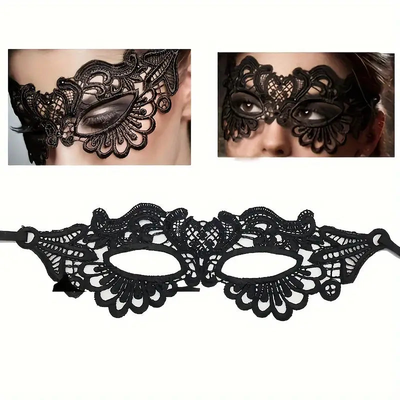 Masque vénitien femme en dentelle noire – Accessoire élégant pour soirée, bal masqué et carnaval