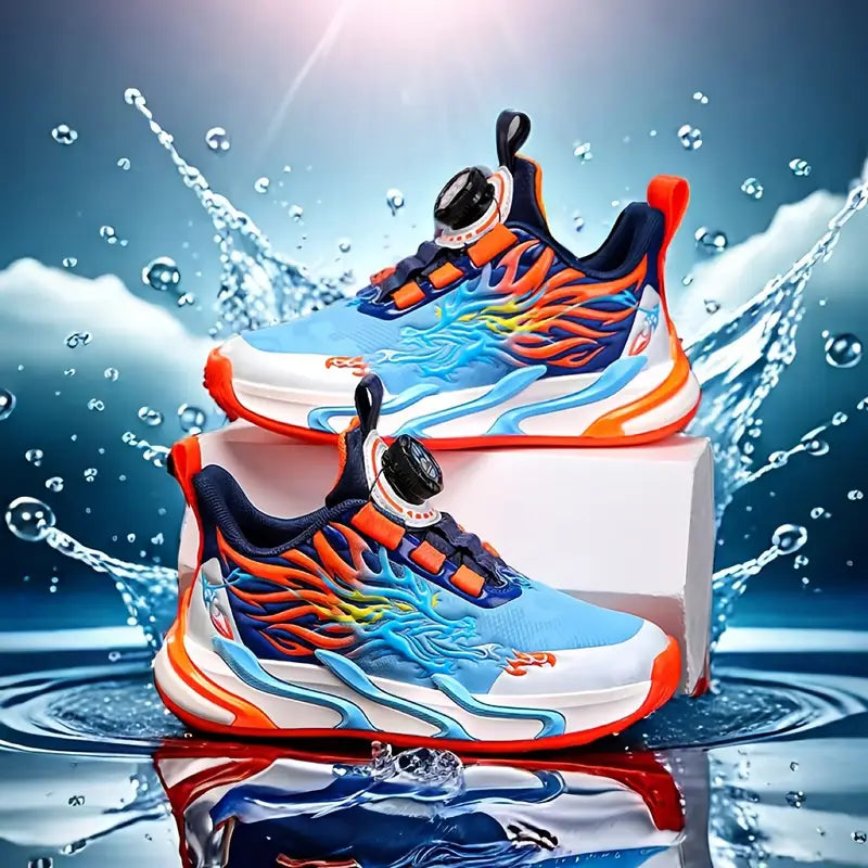 Chaussures de sport fille – Baskets multicolores blanc, vert et rouge avec semelle épaisse tendance