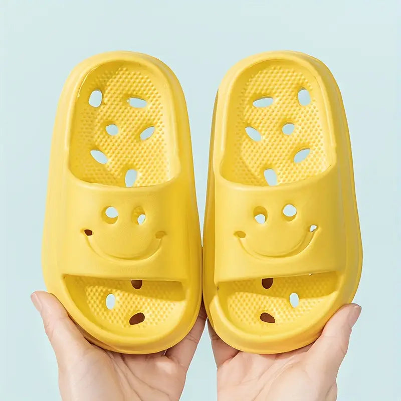 Sandales fille colorées antidérapantes – Claquettes d’été légères avec motif smiley