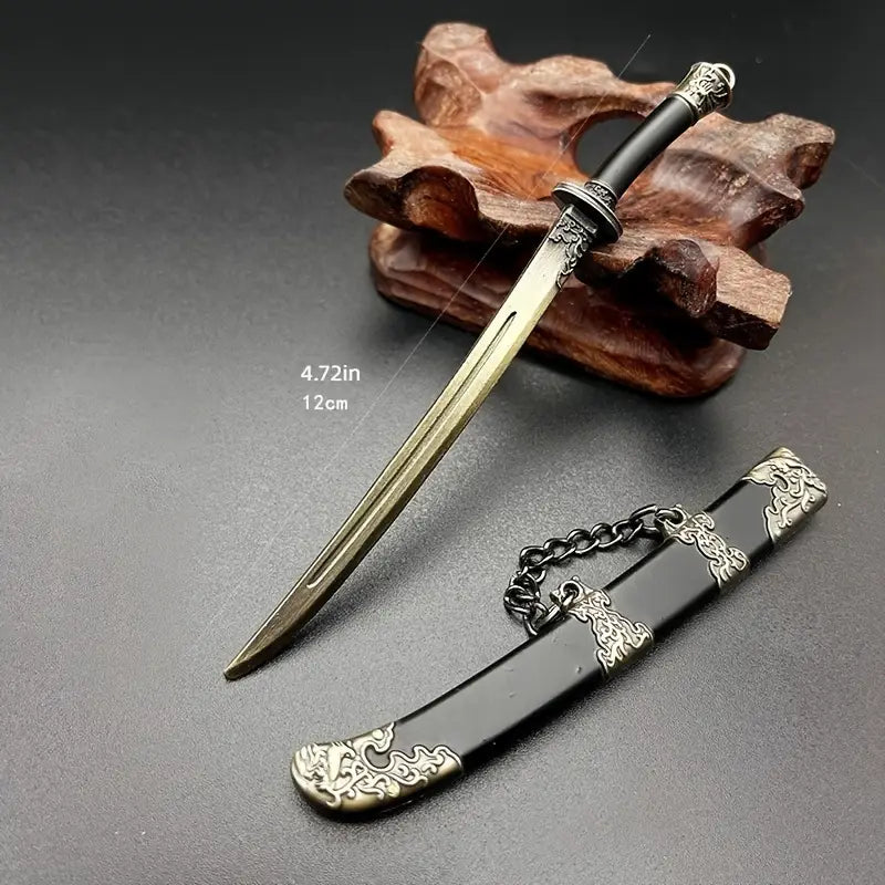 Porte-clés épée médiévale en métal – Breloque sabre antique élégante pour homme