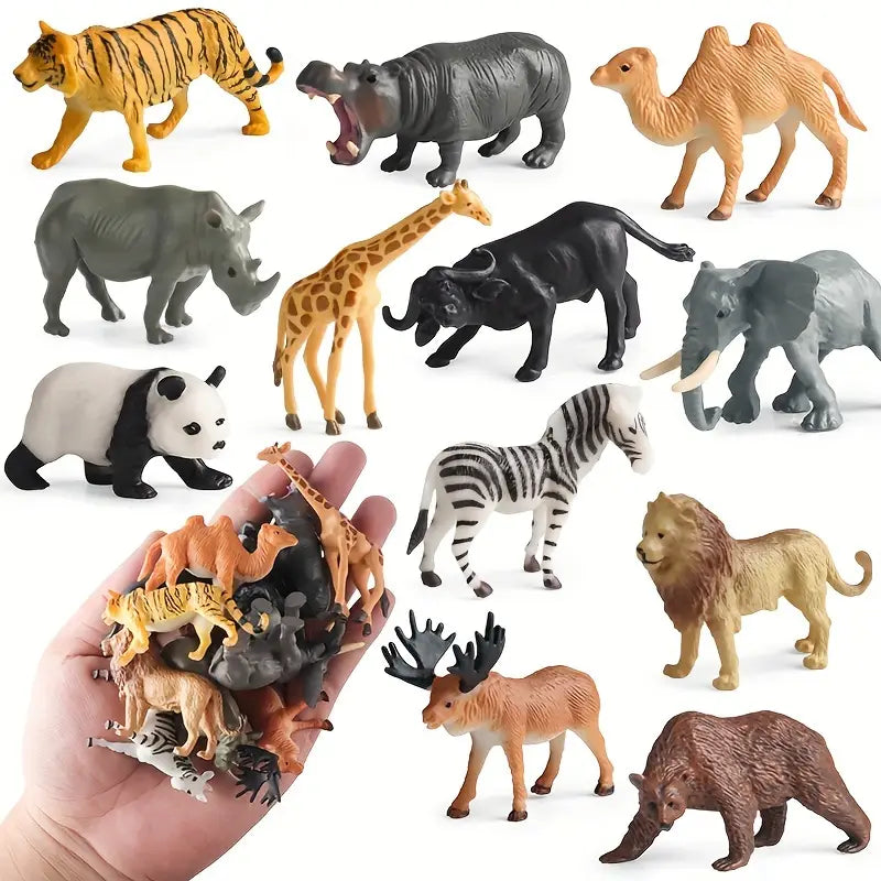 Figurines Animaux Sauvages Éducatives – Set de 12 Jouets Réalistes pour Apprentissage et Jeux Scientifiques