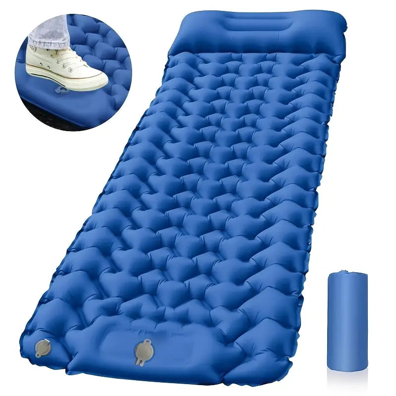 Matelas de camping gonflable ultra léger – Tapis de sol portable avec oreiller intégré