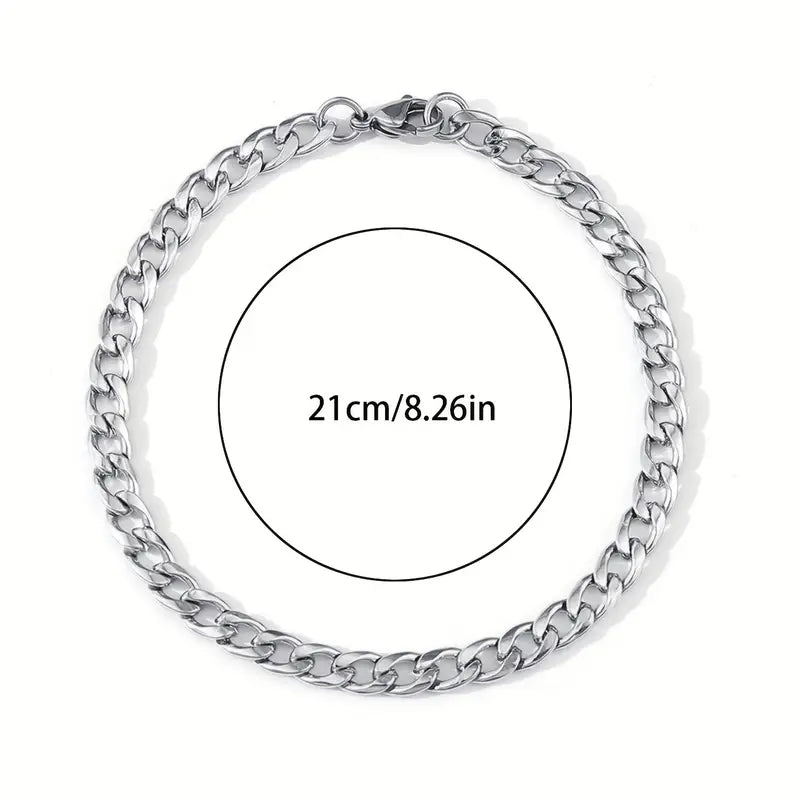 Bracelet homme chaîne cubaine en acier inoxydable argent – Bijou élégant et robuste