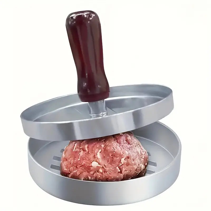 Presse à Steak Haché en Aluminium – Moule à Burger avec Poignée en Bois pour Burgers Maison Parfaits
