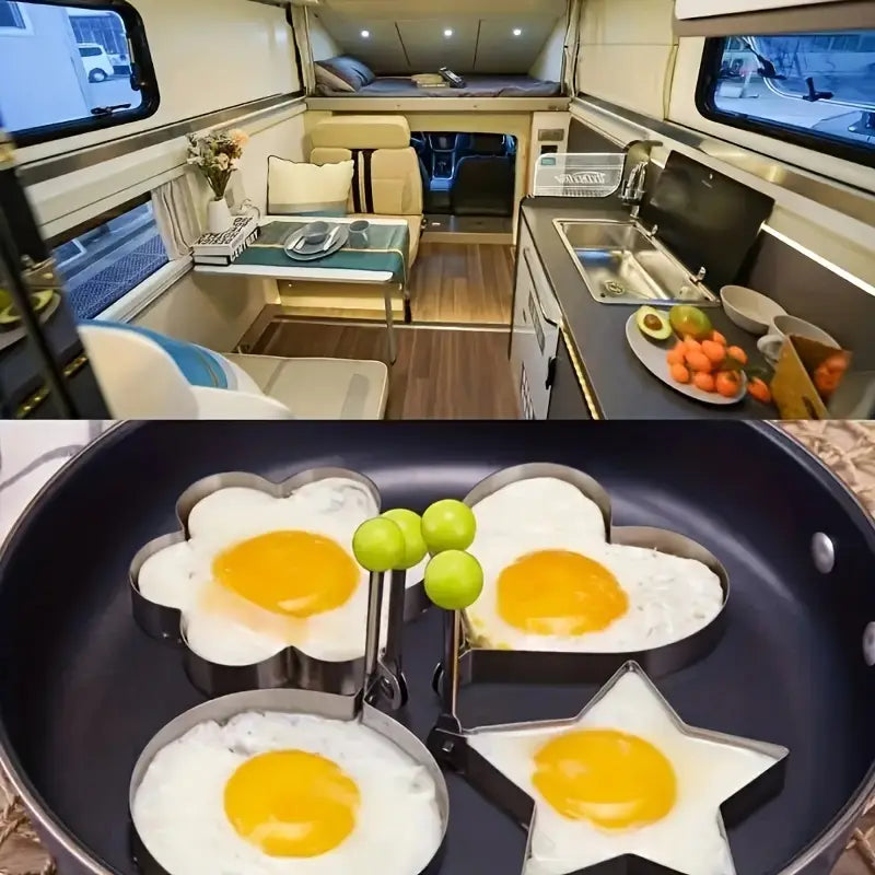 Moules à Œufs Fantaisie en Acier Inoxydable – Formes Ludiques pour Cuisson Originale : Cœur, Étoile, Fleur et Plus