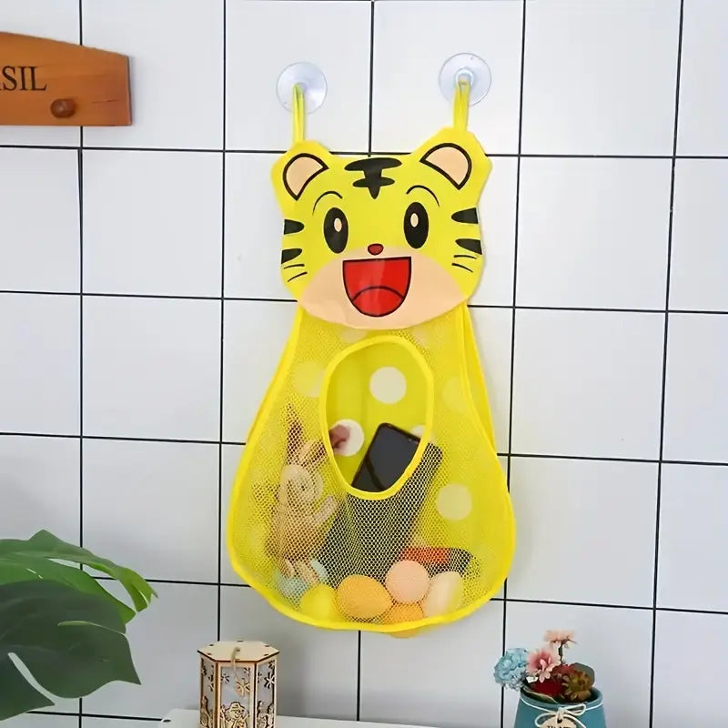 Filet de Rangement Bain Bébé Motif Canard Jaune – Organisateur Suspendu pour Jouets de Bain