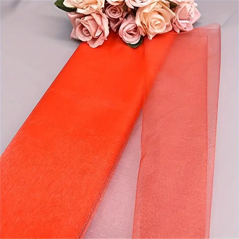 Tulle organza jaune fluo pour emballage cadeau – Rouleau tissu décoratif transparent pour artisanat, bouquets et événements