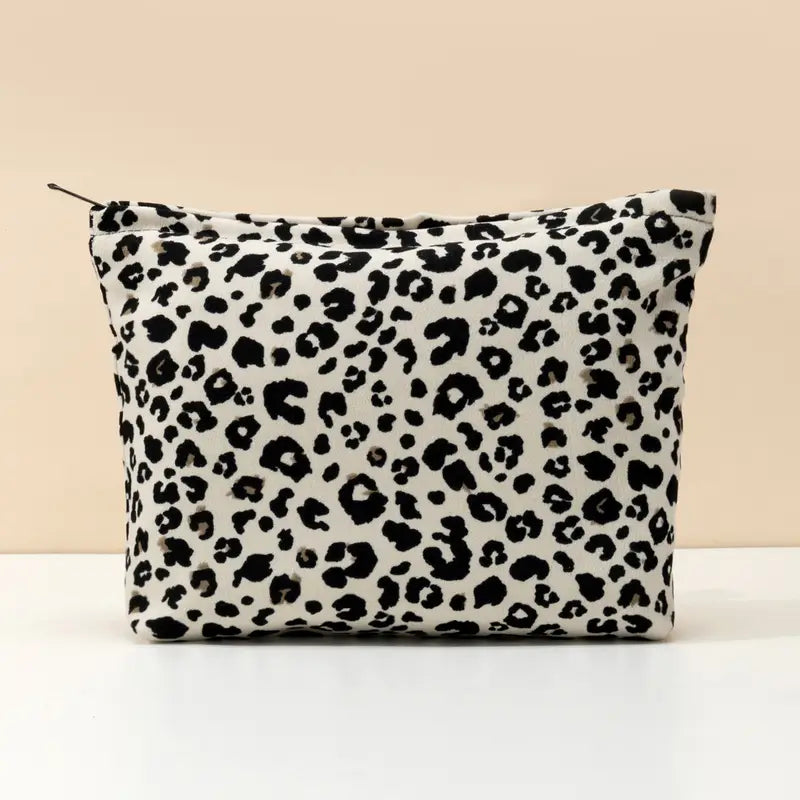 Trousse de maquillage imprimé léopard Pochette cosmétique tendance, pratique et spacieuse