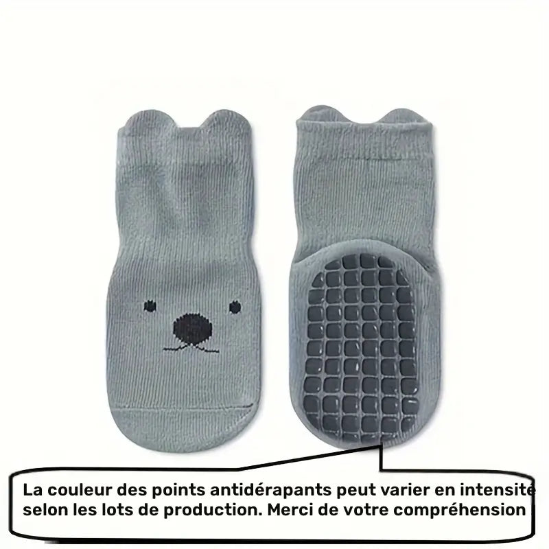 Lot de chaussettes bébé antidérapantes – Cadeau naissance avec motifs animaux mignons
