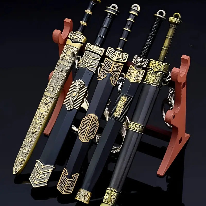 Porte-clés épée médiévale en métal – Breloque sabre antique élégante pour homme