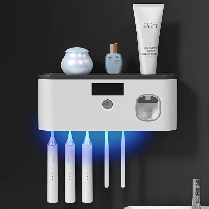 Station de Désinfection UV et de Chargement pour Brosses à Dents Électriques – Organisateur Mural Multifonction Soins Bucco-Dentaires