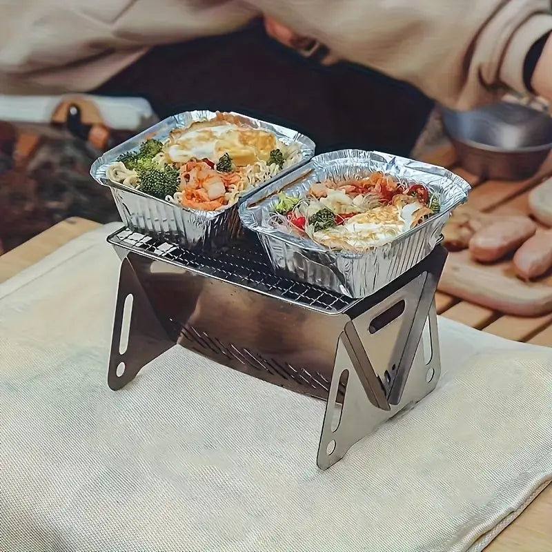 Mini barbecue pliable en acier inoxydable – Grille portable pour pique-nique, camping et cuisine d’extérieur