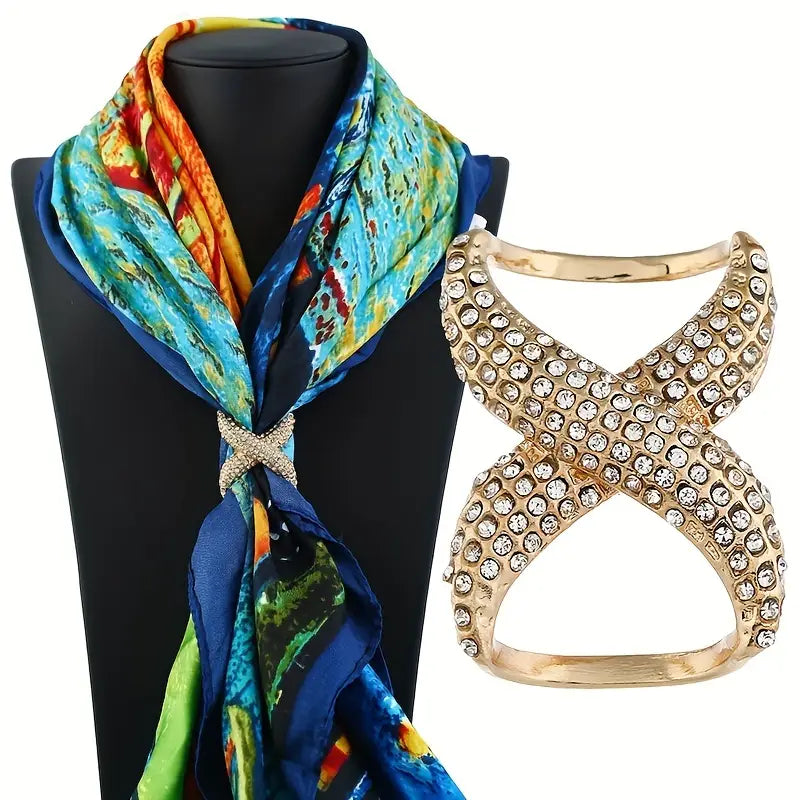 Épingle décorative femme en strass dorés – Bouton bijou élégant pour vêtements et accessoires