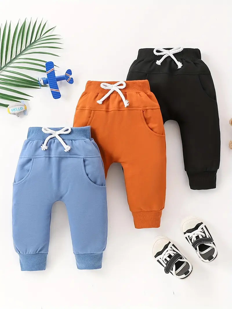 Pantalon Jogging Garçon Coton Confort – Pantalons Enfant avec Taille Élastique et Cordon Ajustable