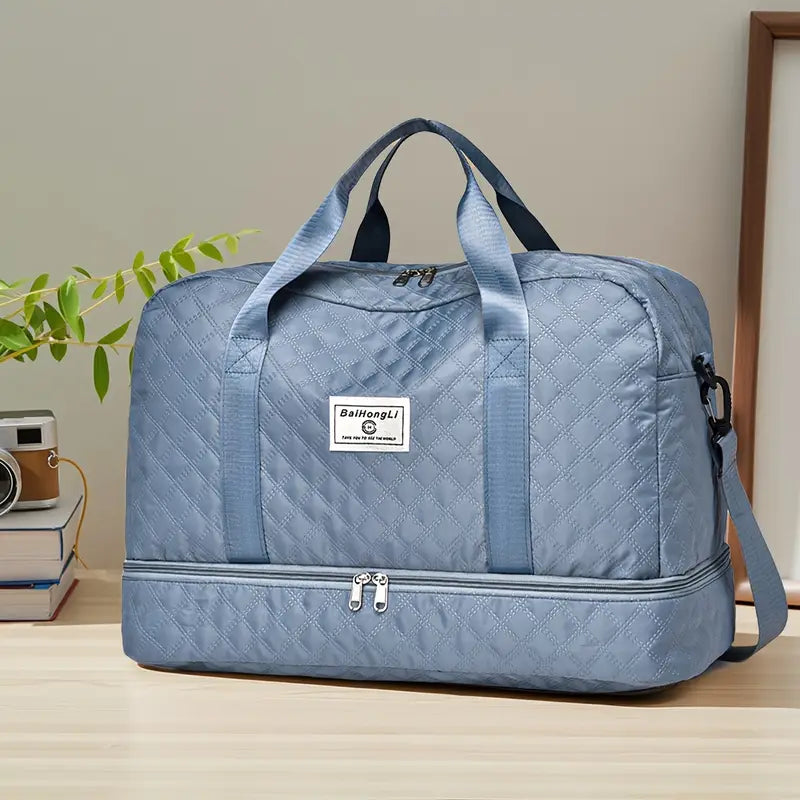 Sac de Sport Matelassé – Grande Capacité, Compartiment Chaussures et Bandoulière Ajustable pour Voyage, Fitness et Week-End